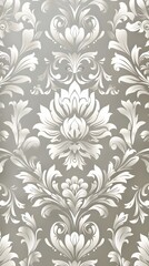Elegant Floral Damask Background in Silver and White Perfect for Wedding Invitations