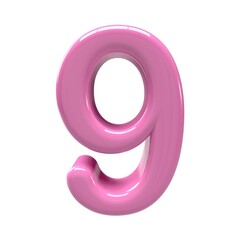 3d  9 number pink alpha design  - 1