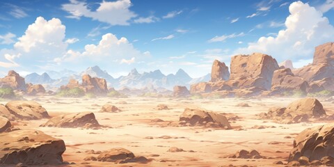 Enchanting Anime-Style Desert Sands: A Magical Anime Landscape for Gaming Art and 4K Fantasy Themed Wallpapers,anime style