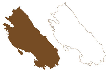 Vaygach island (Russia, Russian Federation, Arkhangelsk Oblast) map vector illustration, scribble sketch Vaygach map