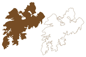 Vestvagoy island (Kingdom of Norway) map vector illustration, scribble sketch Vestvagoy map