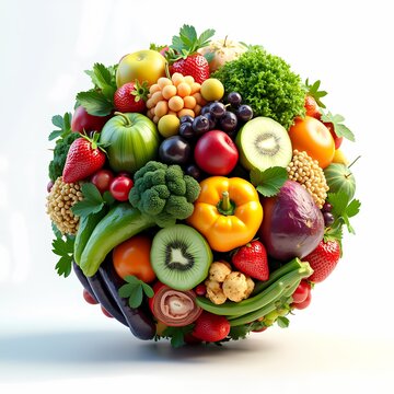 Globe Made from Fresh Food Items Celebrating World Food Day. Generative AI