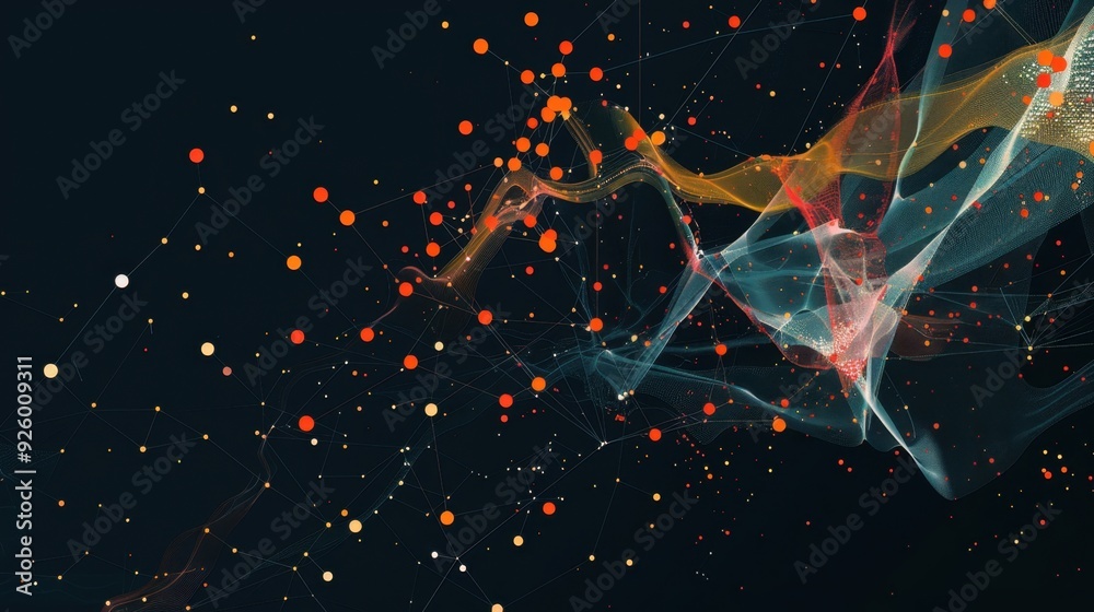 Poster data visualization with connected lines and dots.