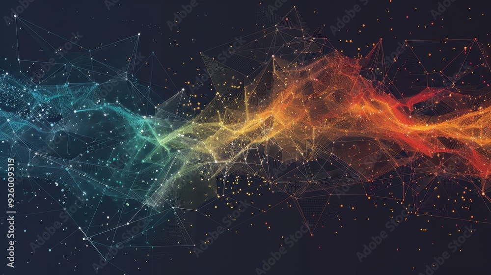 Poster data visualization with connected lines and dots.