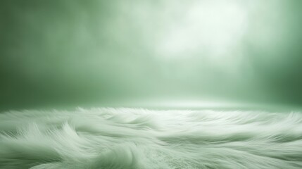 A green background with a white and grey ocean