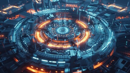 Obraz premium Nuclear reactor core with glowing elements.