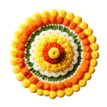Onam pookkalam, Kerala Onam pookkalam isolated on transparent background PNG Image
