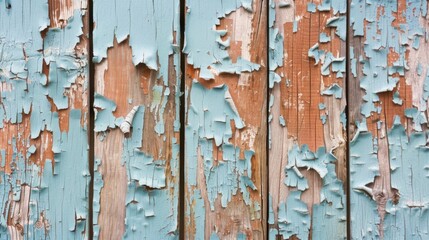 Fototapeta premium Peeling paint on a weathered wooden wall.