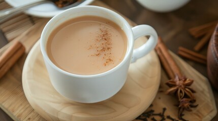 A Cup of Masala Chai with Cinnamon and Star Anise