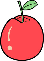red apple with leaf