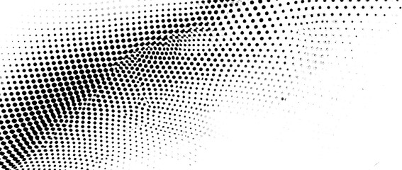 Radial halftone gradient background. Dotted concentric texture with fading effect. Black and white circle shade wallpaper. Grunge rough vector. Monochrome backdrop