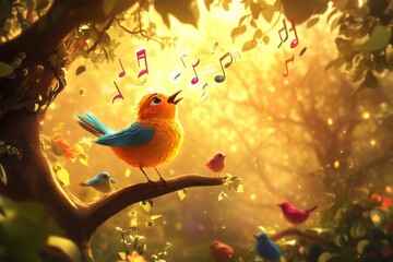 Obraz premium Sunset Songbird Serenade