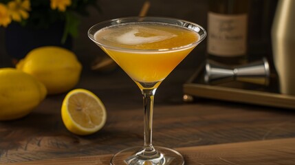 Golden Cocktail with Lemons