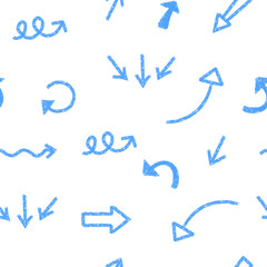 Seamless pattern of arrow with crayon texture. Vector illustration