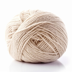 Yarn ball for knitting and crochet isolated on white background, cotton wool clews and skeins as natural organic material for knitwear, diy handmade fashion, post-processed, generative ai