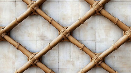 Detailed view of an intricate bamboo lattice design, showcasing the natural texture and pattern against a subtle backdrop.