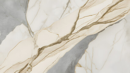 Naklejka premium Abstract Marble Texture: A close-up of a luxurious marble slab, showcasing the intricate veins and patterns of nature's artistry. The subtle interplay of white, beige, and gray creates a mesmerizing b