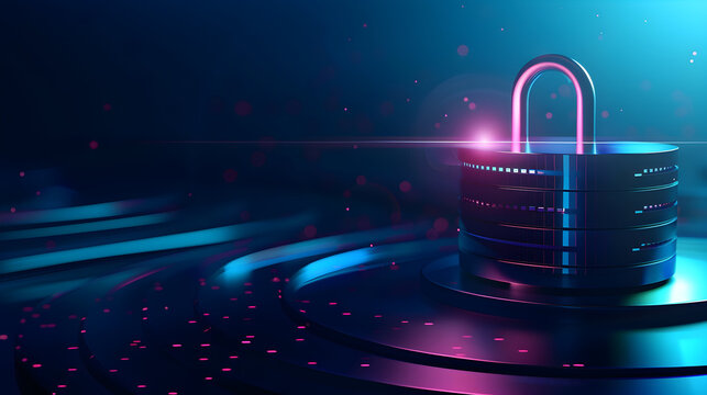 3D Illustration of a Secure Server with a Padlock