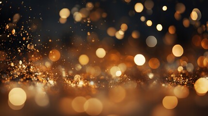 Abstract bokeh background with warm golden lights.