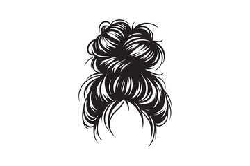 Woman with messy bun hair vector silhouette illustration