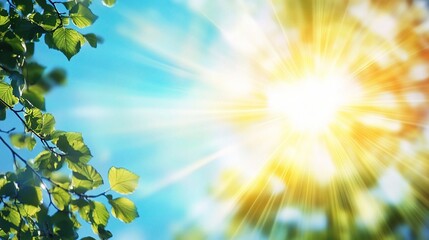 Sunlight Through Leaves: A vibrant burst of sunshine peeks through lush green leaves, creating a mesmerizing scene of nature's radiant beauty.  