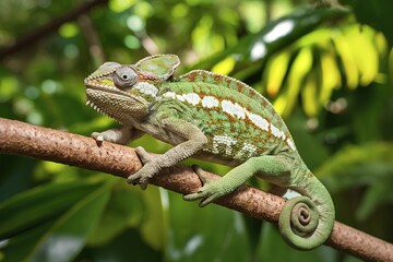 Obraz premium close up chameleon on branch in the forest