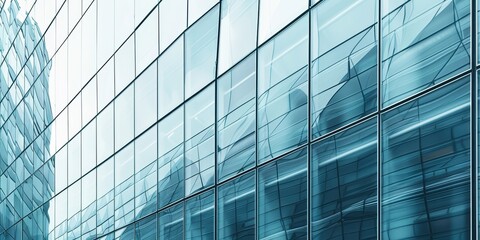 Close-up view of a modern steel and glass facade highlighting architectural details in a contemporary urban setting