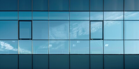 Fototapeta premium Close-up view of a modern steel and glass facade showcasing contemporary architectural design