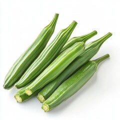 Obraz premium Close up offresh okra on an isolated white background