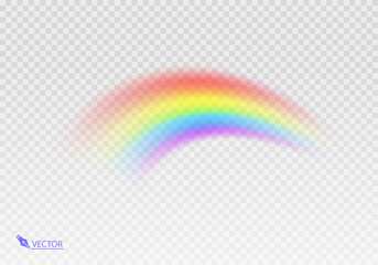 Rainbow Shape arch realistic isolated on transparent background. Colorful light and bright design element. Symbol of rain, sky, clear, nature. Realistic Vector illustration