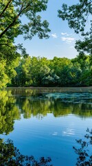 Fototapeta premium A serene lake with trees in the background