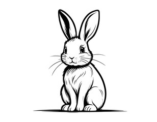 Obraz premium Drawing of a cute little rabbit to color.