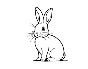 Fototapeta premium Drawing of a cute little rabbit to color.