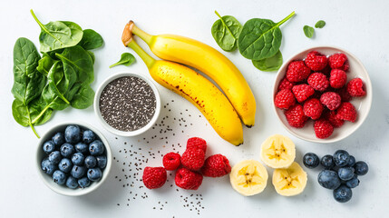 Fresh Fruit and Chia Seeds for Smoothie Bowl