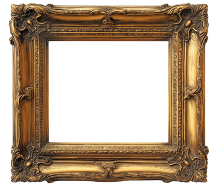 antique picture frame, vintage antique golden picture frame