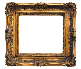 antique picture frame, vintage antique golden picture frame