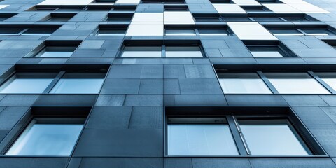 Close-up of modern architectural facade showcasing sleek window designs in a contemporary building