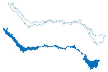 Lake Pangong Tso (People's Republic of China, Republic of India) map vector illustration, scribble sketch Tsomo Nganglha Ringpo, Tso Nyak, Rum Tso map