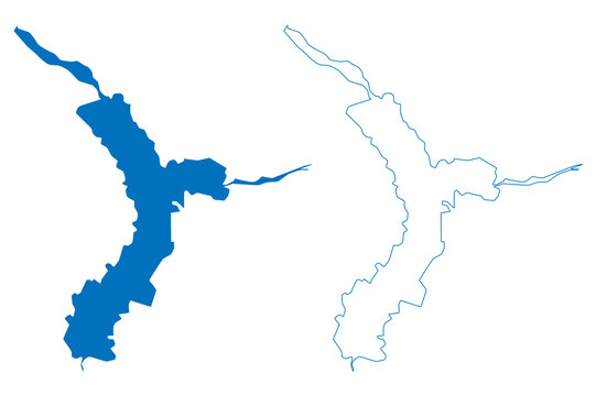 Lake Shey phoksundo (Federal Democratic Republic of Nepal) map vector illustration, scribble sketch Phoksundo Lake map