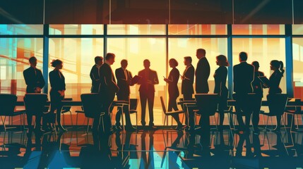A group of people are sitting around a table in a conference room