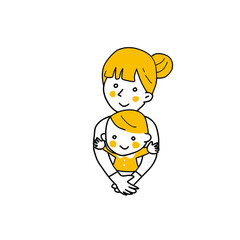 illustration of a mother holding a baby