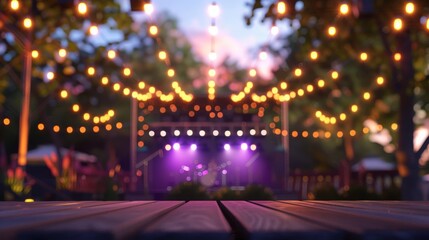 summer outdoor concert , concert festival venue
, concert stage , concert lights blurred , photorealistic image