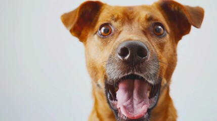 Dog close-up portrait background. Cute adorable funny fluffy puppy face. Home pets, animal care, love and friendship, domestic animals concept..