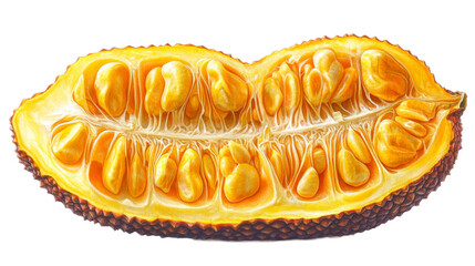 Close-up of a halved Gac