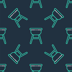 Line Barbecue grill icon isolated seamless pattern on black background. BBQ grill party. Vector