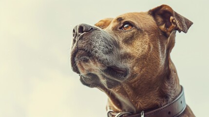 Cute dog photographed in a studio on a plain backdrop