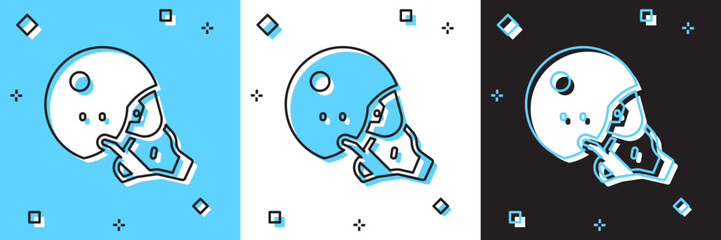 Set Modern pilot helmet icon isolated on blue and white, black background. Vector © vector_v