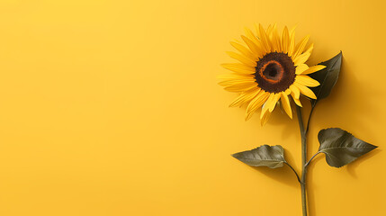 Sunflowers on yellow background