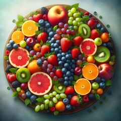 Colorful Fruit Platter with Grapes and Berries