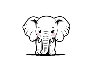 Fototapeta premium Drawing of a cute elephant to color.